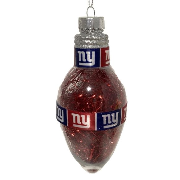 New York Giants Tinsel Light Bulb Hanging Christmas Ornament 6” x 3” - Picture 1 of 8